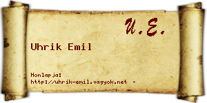 Uhrik Emil névjegykártya